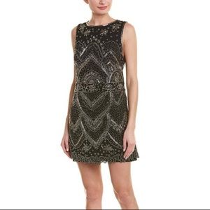 NWT Alice + Olivia Black Gunmetal Embroidered Cocktail Dress. $895.